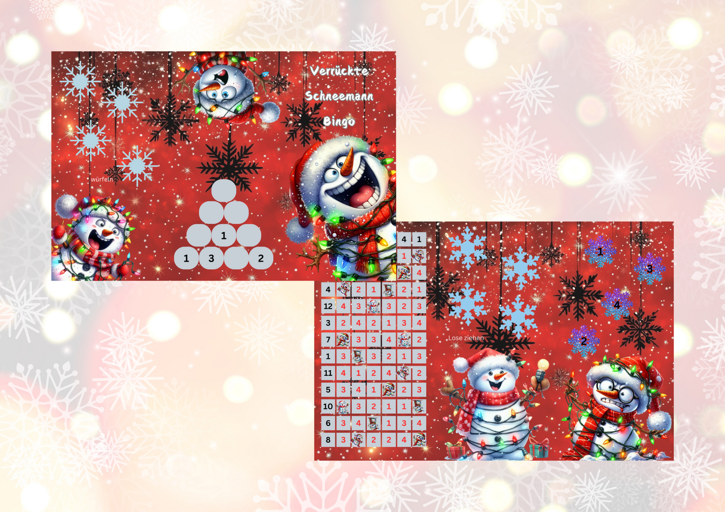 Verrückte Schneemann Bingo