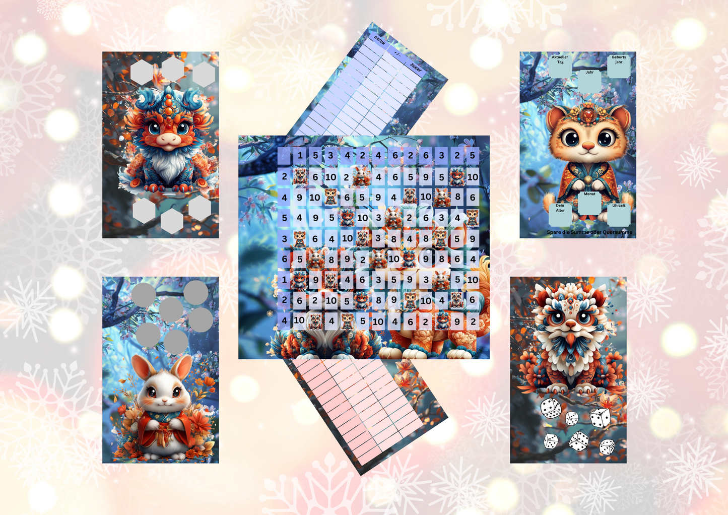 Magische Blumenwesen Klappkarte gelocht