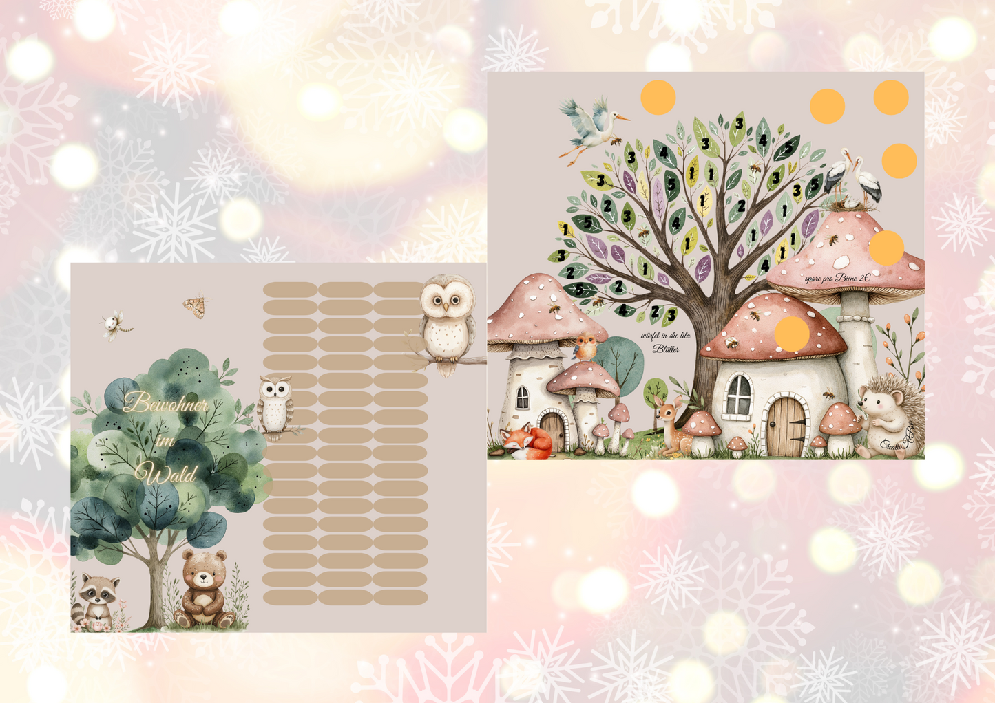 Bewohner im Wald Klappkarte gelocht