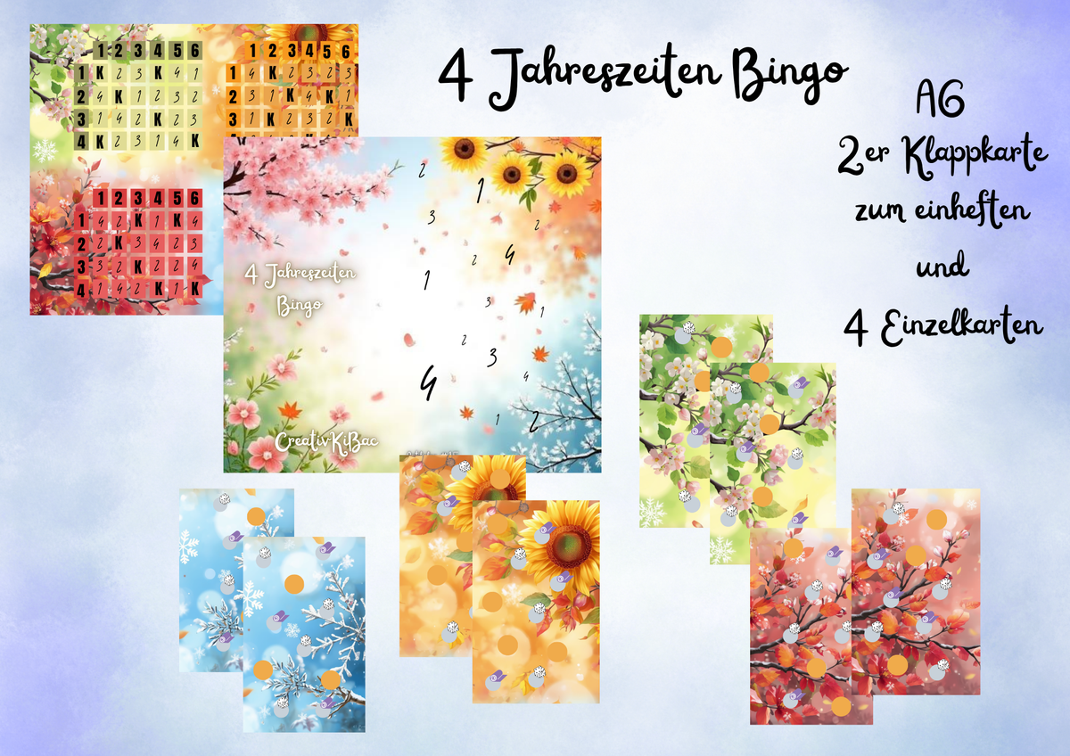 4 Jahreszeiten Bingo zum einheften