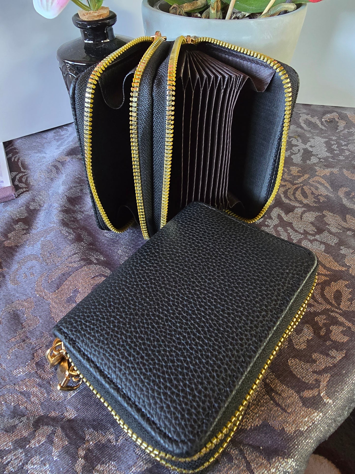 Portemonnaie mit 2 Fächern schwarz