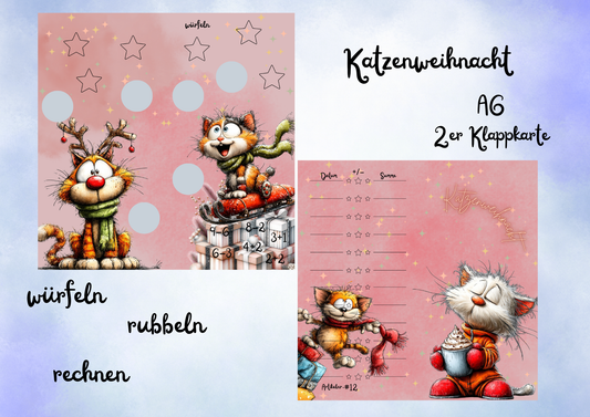 Katzenweihnacht 2er Klappkarte