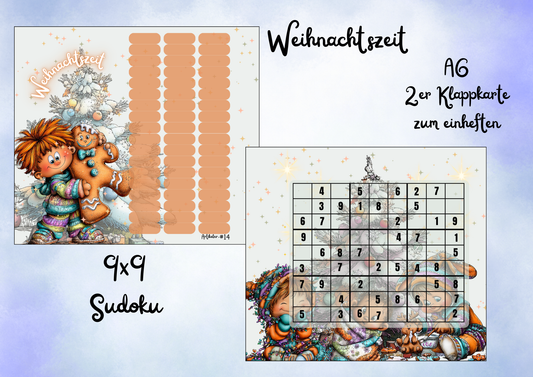 Weihnachtszeit 2er Klappkarte zum einheften
